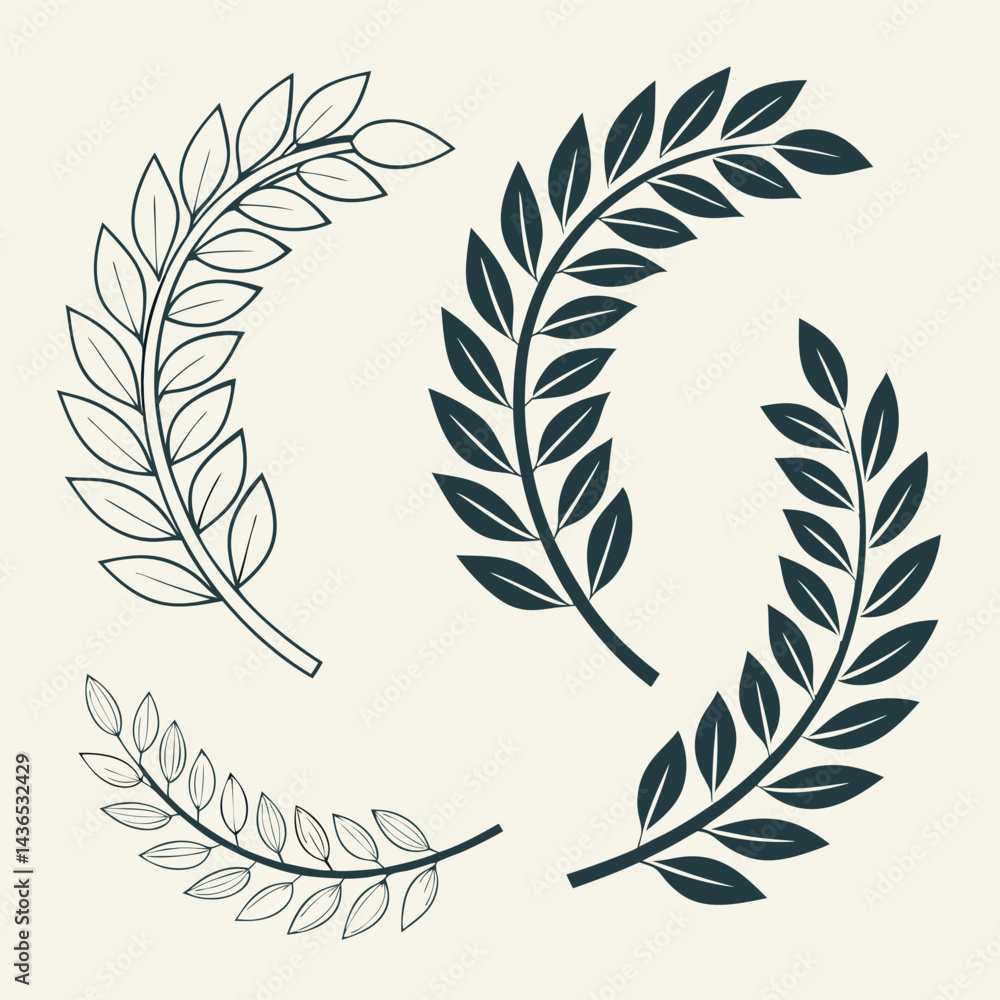 Obraz premium Set of Elegant Laurel Wreaths Design Elements