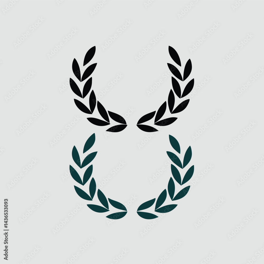 Obraz premium Simple Laurel Wreaths Design Element Black and Teal