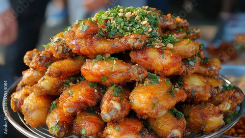 Wallpaper Mural Stack of Delicious Chicken Wings Appetizer Covered with Herbs and Nuts Torontodigital.ca