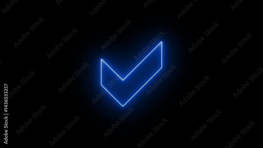 Glowing Checkmark on Black Background, High-Contrast Neon Tick Animation Glowing Checkmark on Black Background, High-Contrast Neon Tick Animation