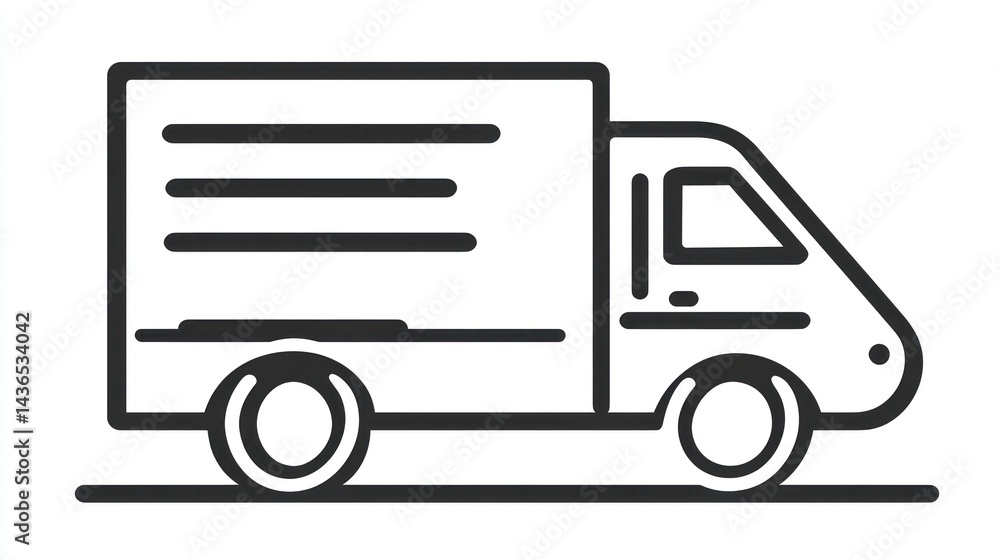 Simple outline of delivery van, delivery service, transportation Simple outline of delivery van, delivery service, transportation