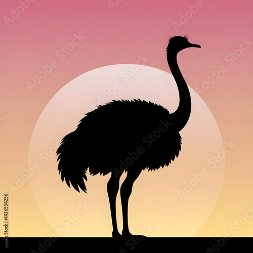 ostrich silhouette at sunset