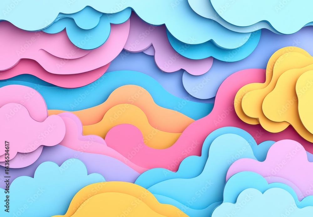 Abstract Layered Pastel Cloudscape Illustration Abstract Layered Pastel Cloudscape Illustration