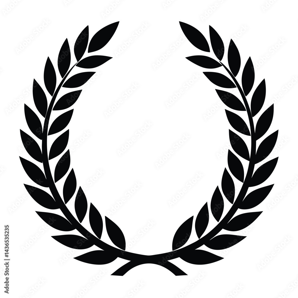 Black and White Laurel Wreath Illustration Black and White Laurel Wreath Illustration