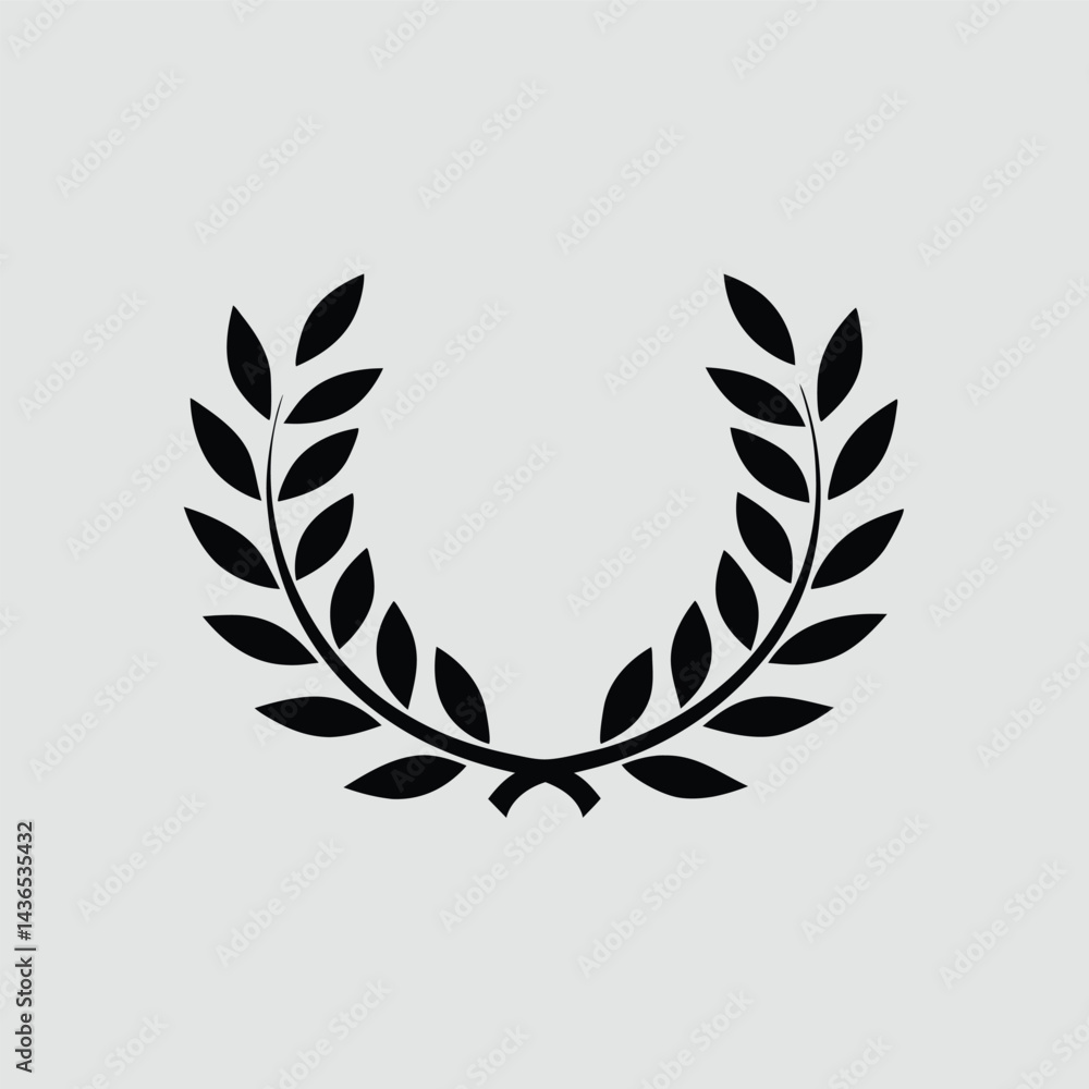 Simple Black Laurel Wreath Icon Graphic Design Simple Black Laurel Wreath Icon Graphic Design