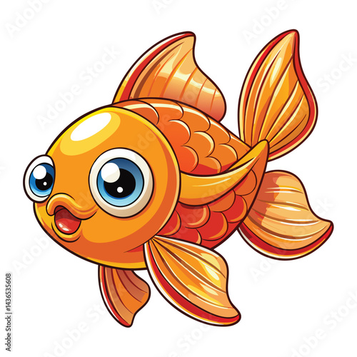 Cute cartoon goldfish