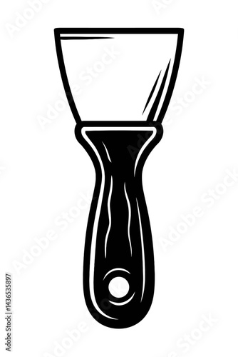 Putty Knife or Scraper Tool - Black and White Illustration for Finishing, Repair, DIY, or Graphic Themes