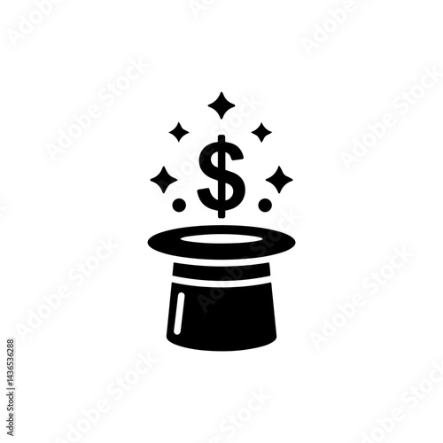 Dollar Sign Emerging from Magician Hat Icon