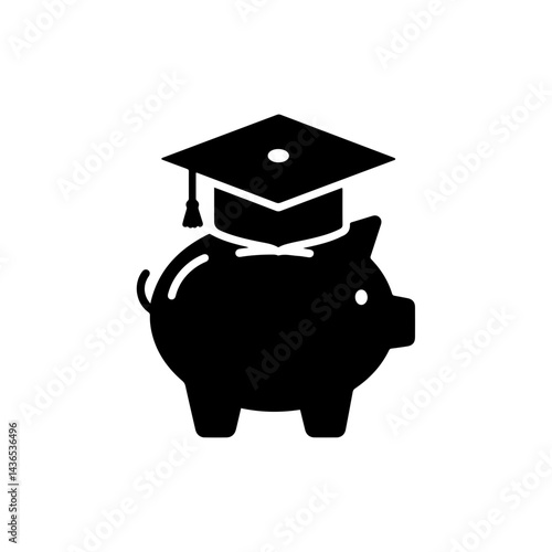 Piggy Bank Wearing Graduation Hat Icon