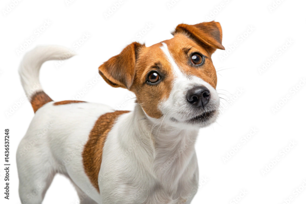 Cute jack russell terrier standing and looking at camera, isolated on transparent background - generated by ai Cute jack russell terrier standing and looking at camera, isolated on transparent background - generated by ai