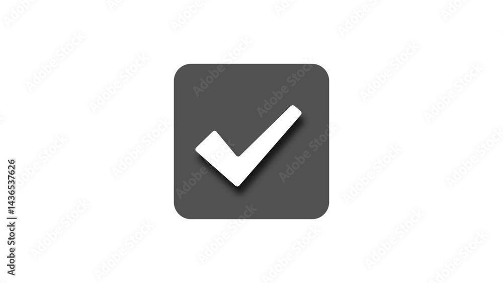 Checkmark icon on a square background with a shadow effect animation Checkmark icon on a square background with a shadow effect animation