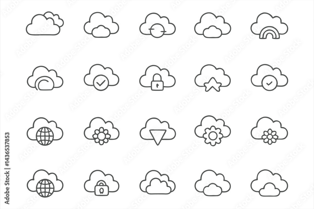 Cloud icon set Cloud icon set