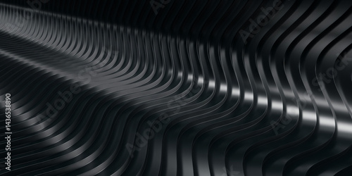 Wallpaper Mural Abstract metallic wave pattern for modern design concepts. 3d render Torontodigital.ca