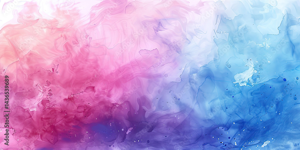 Fototapeta premium Abstract watercolor painting with blend of pink purple and blue hues creating a soft dreamy effect