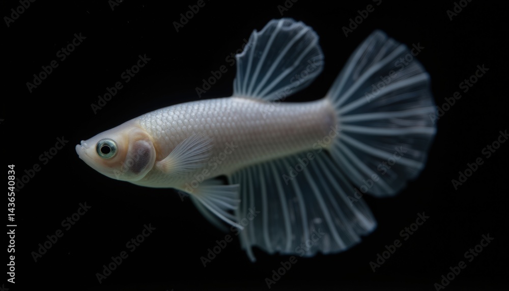 Graceful fish swimming elegantly in deep water with soft flowing fins and body Graceful fish swimming elegantly in deep water with soft flowing fins and body
