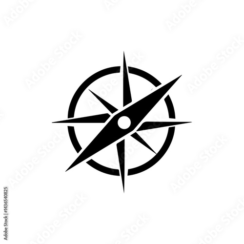 Compass Rose with North Arrow Extended - Stylized Silhouette