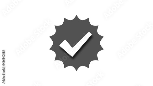 Stylized Check Mark in Starburst Shape Symbol Animation