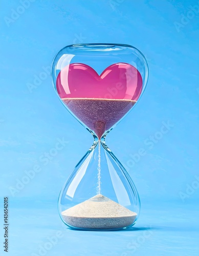 Heart in Hourglass, Time and Love Concept
