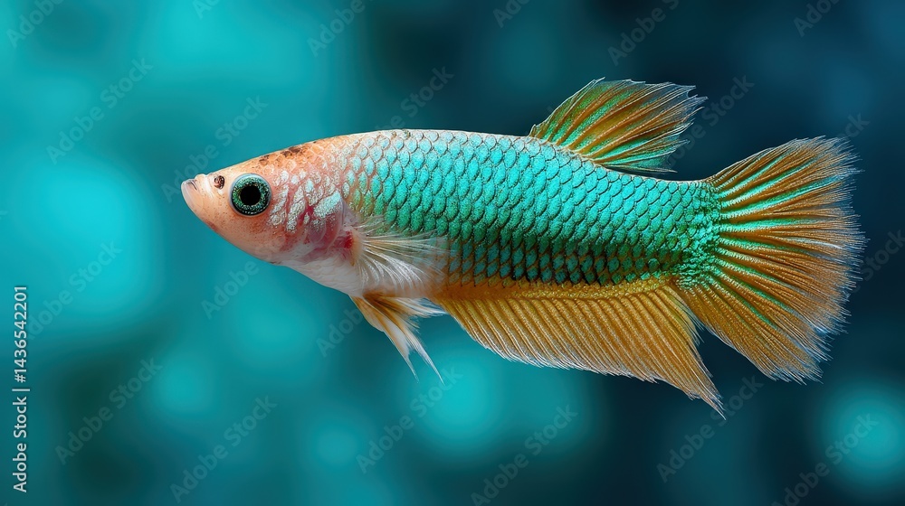 Fototapeta premium Vibrant Betta Fish Swimming Gracefully in Aquatic Environment with Abstract Background