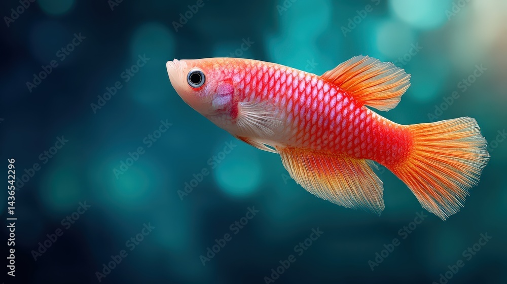 Fototapeta premium Vibrant Orange and White Fish Swimming Gracefully in a Colorful Underwater Environment