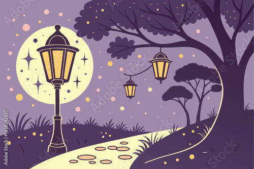 75 Magical glowing lanterns, cosmic fireflies, starry night sky, ethereal light, fantasy ambiance, colorful sparkles, celestial atmosphere, dreamy landscape, mystical illumination, surreal composition