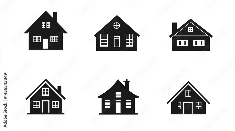 Simple House Icons Set Simple House Icons Set
