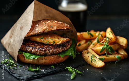 Burger & Fries, Dark Table photo