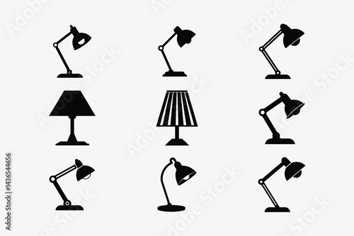 Simple and modern vector desk Table Lamp
silhouette set on white background