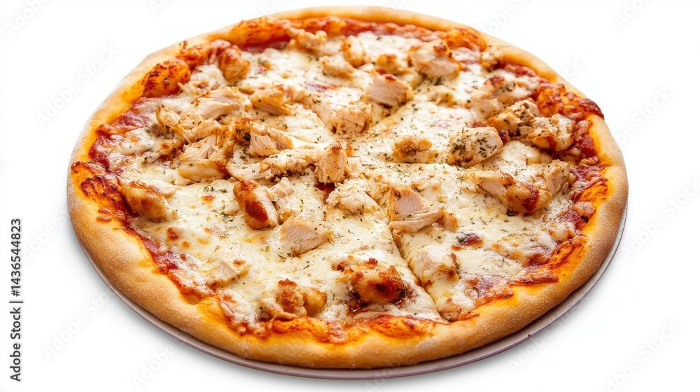 Chicken Pizza with Melted Mozzarella and Tomato Sauce Chicken Pizza with Melted Mozzarella and Tomato Sauce