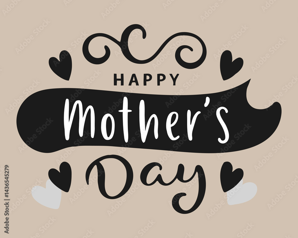 Fototapeta premium Happy Mothers Day Calligraphy vector illustration