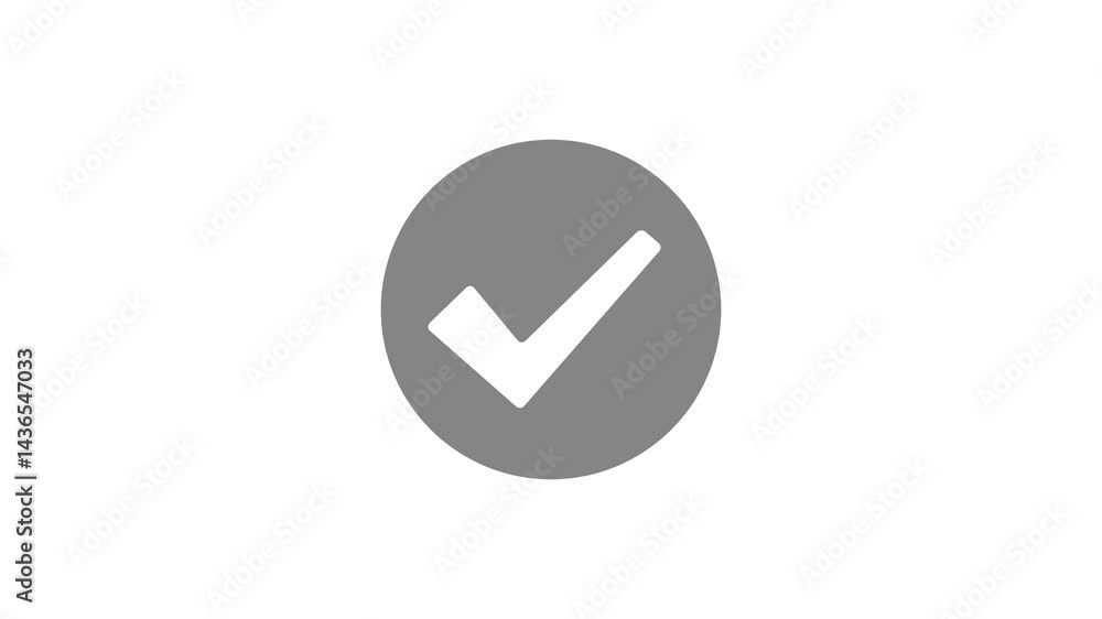 Circle with Checkmark Symbol Animation, Symbolizing Approval or Success Circle with Checkmark Symbol Animation, Symbolizing Approval or Success