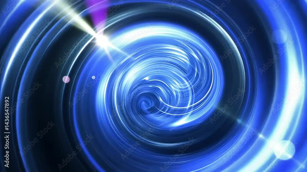 Luminous blue swirling vortex with bright light flares and bokeh effects against a dark backdrop Luminous blue swirling vortex with bright light flares and bokeh effects against a dark backdrop
