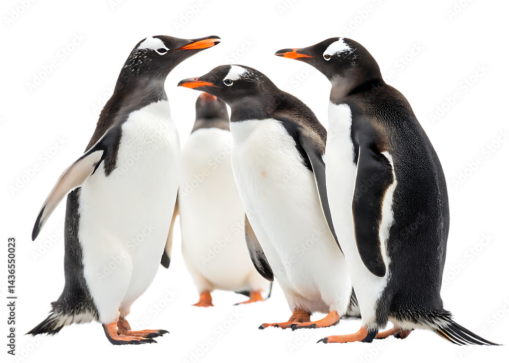 Fototapeta premium gentoo penguins isolated on white background, PNG