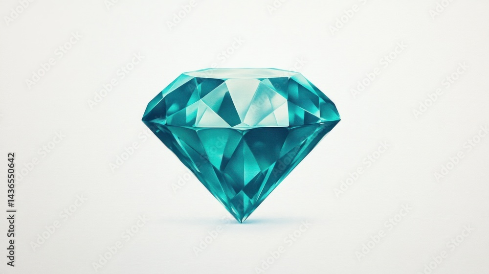 Teal diamond gemstone, isolated on white background, for jewelry ads Teal diamond gemstone, isolated on white background, for jewelry ads