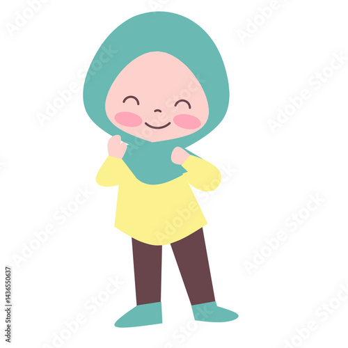 Playful cute little girl vector illustration