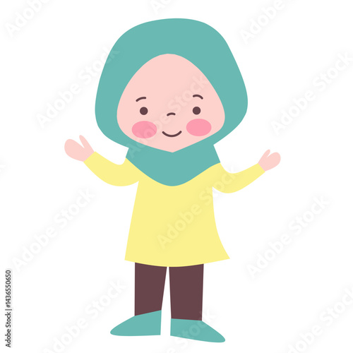 Playful cute little girl vector illustration