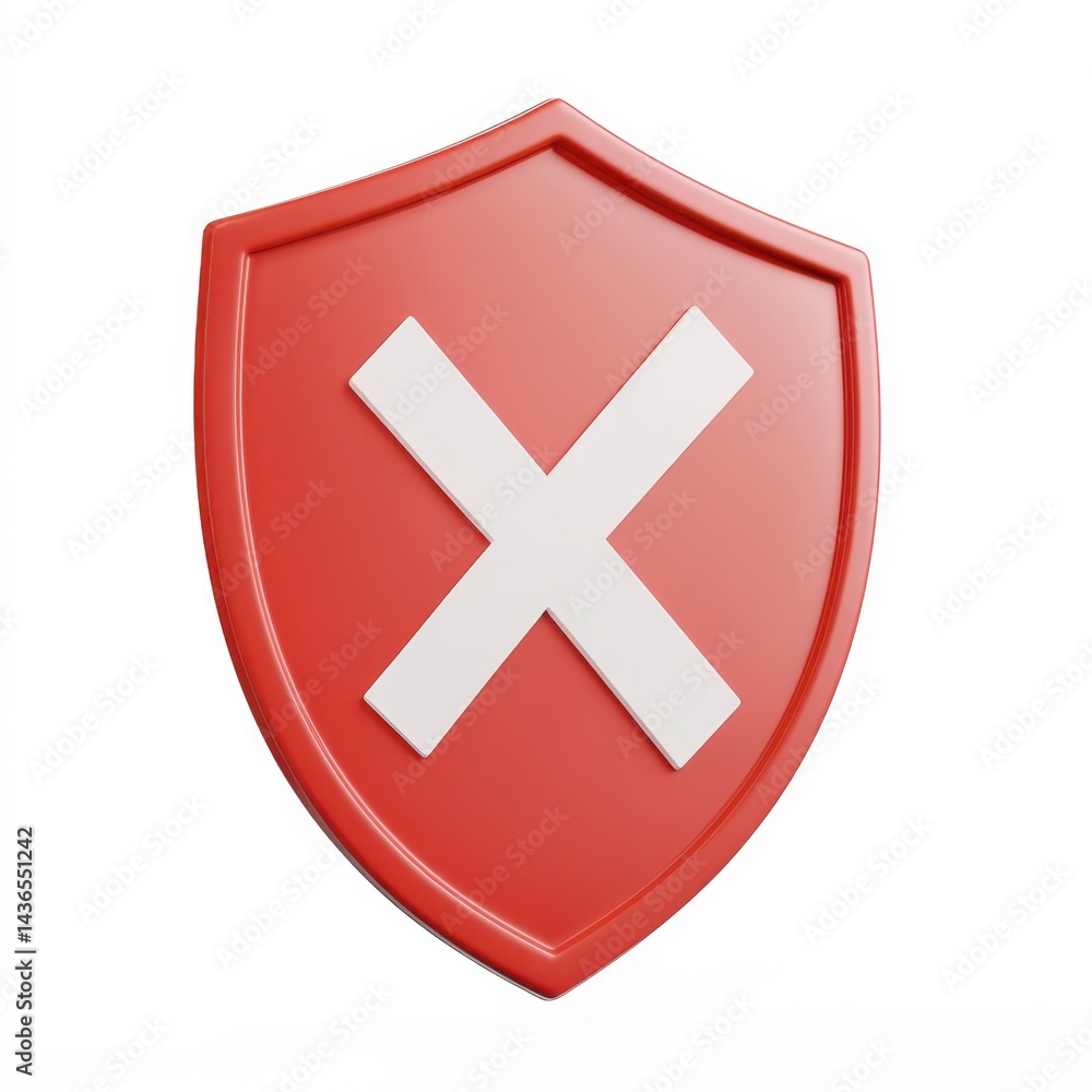 Fototapeta premium Red shield with a white cross symbol icon