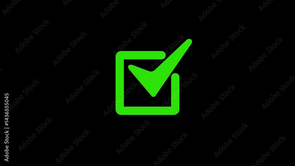 Checkmark Symbol Animation, Symbolizing Completion or Approval Checkmark Symbol Animation, Symbolizing Completion or Approval