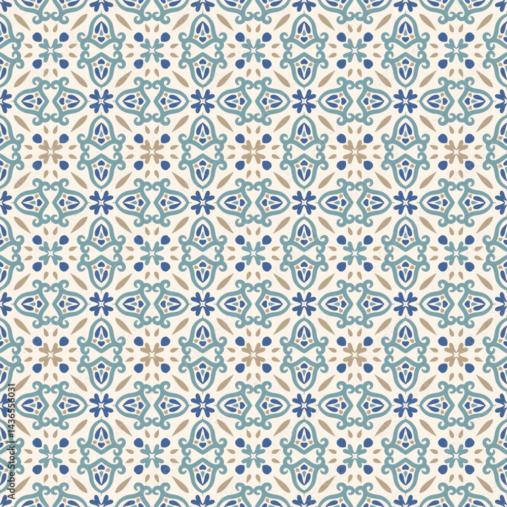 Geometric seamless pattern with oriental ornaments. Eastern pastel background for textiles, traditional clothes, linen, pillow, cloth Geometric seamless pattern with oriental ornaments. Eastern pastel background for textiles, traditional clothes, linen, pillow, cloth