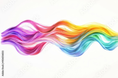 Abstract colorful wavy lines on a white surface flowing beautifully
