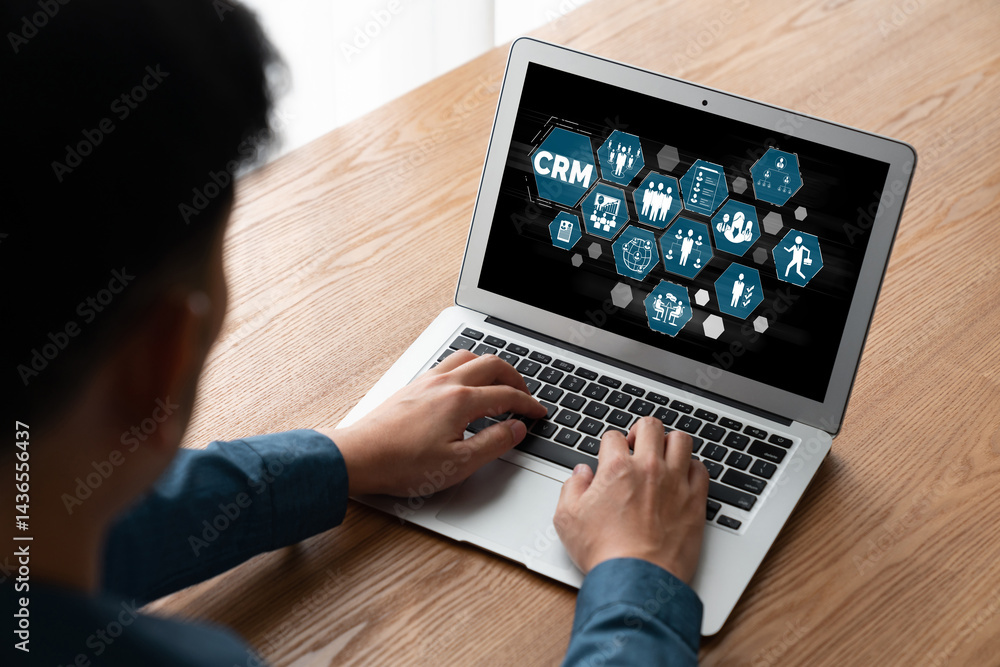 Customer relationship management system on modish computer for CRM business and enterprise