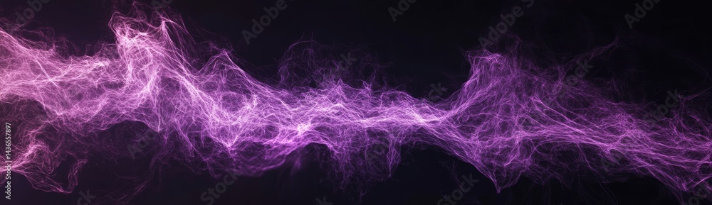 Obraz premium Abstract Purple Particle Wave on Black Background