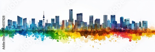 2d vector seoul south korea downtown skyline 