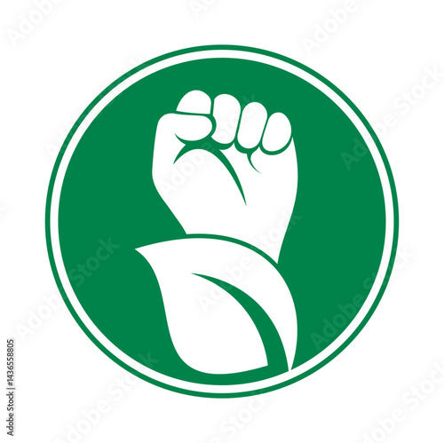 Power of nature vector logo design. Hand and eco symbol or icon.