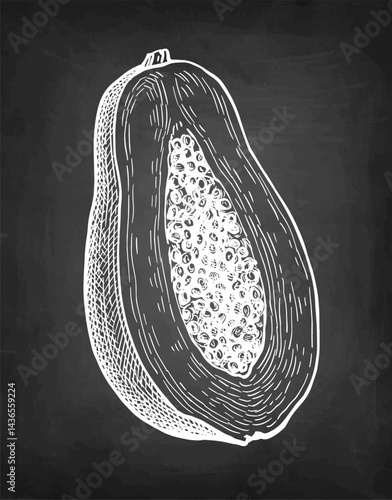 Papaya chalk sketch.