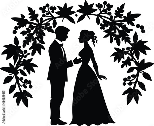 couple under mistletoe silhouette