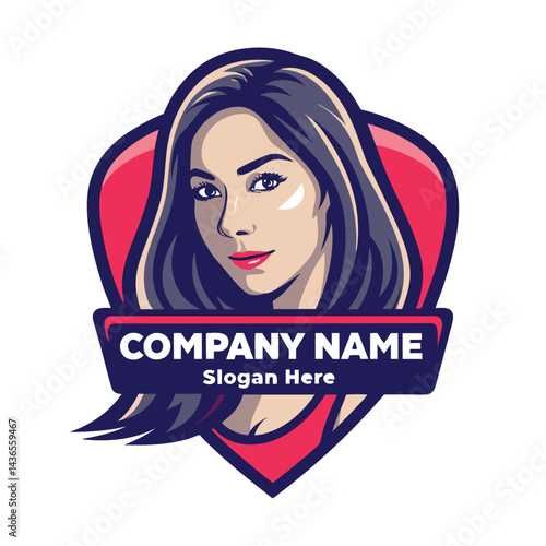 Female Portrait Logo with Company Name Space