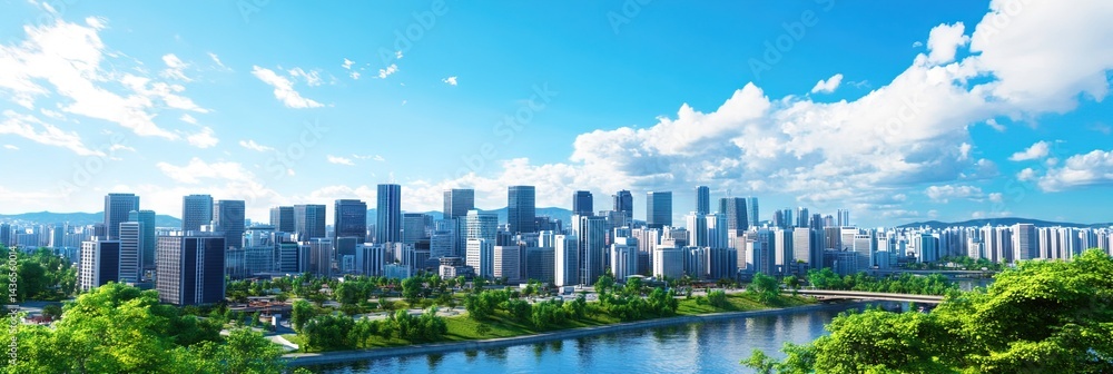 Obraz premium 3d animation seoul south korea downtown skyline 