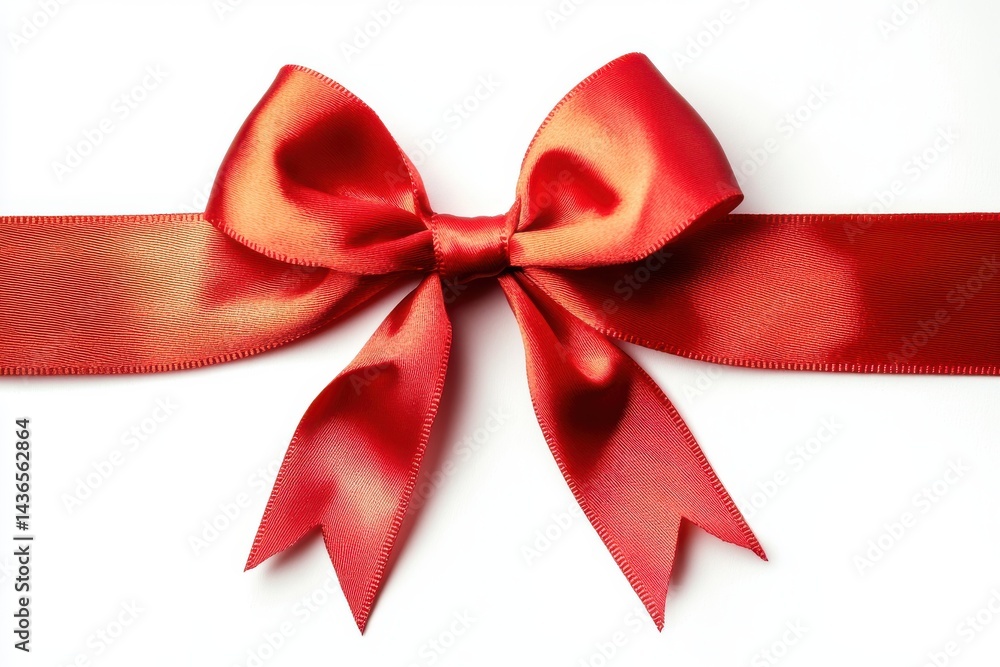 Fototapeta premium Close up view of a vibrant scarlet ribbon tied in a decorative bow shape