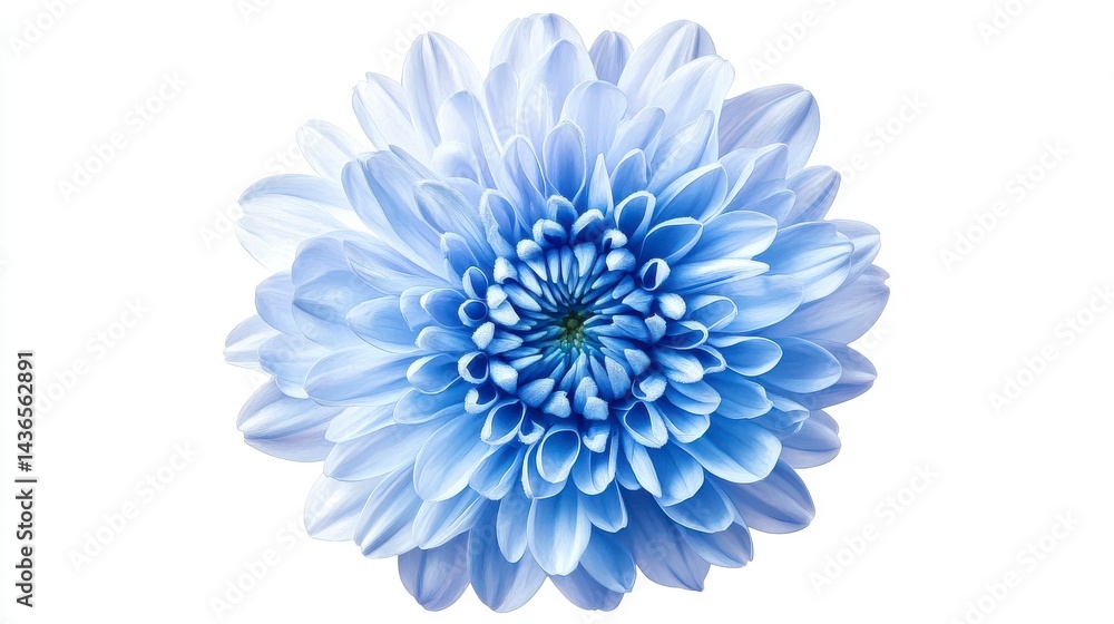 Obraz premium Light Blue Chrysanthemum Flower Close Up White Background